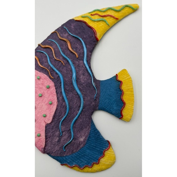 2 Pc Vtg Neon Resin Fish Wall Hangings Decor Fun Retro Tropical Ocean Beach - Picture 9 of 12
